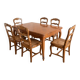 Dining table set with 6 chairs in cherry wood.