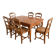 Dining table set with 6 chairs in cherry wood.