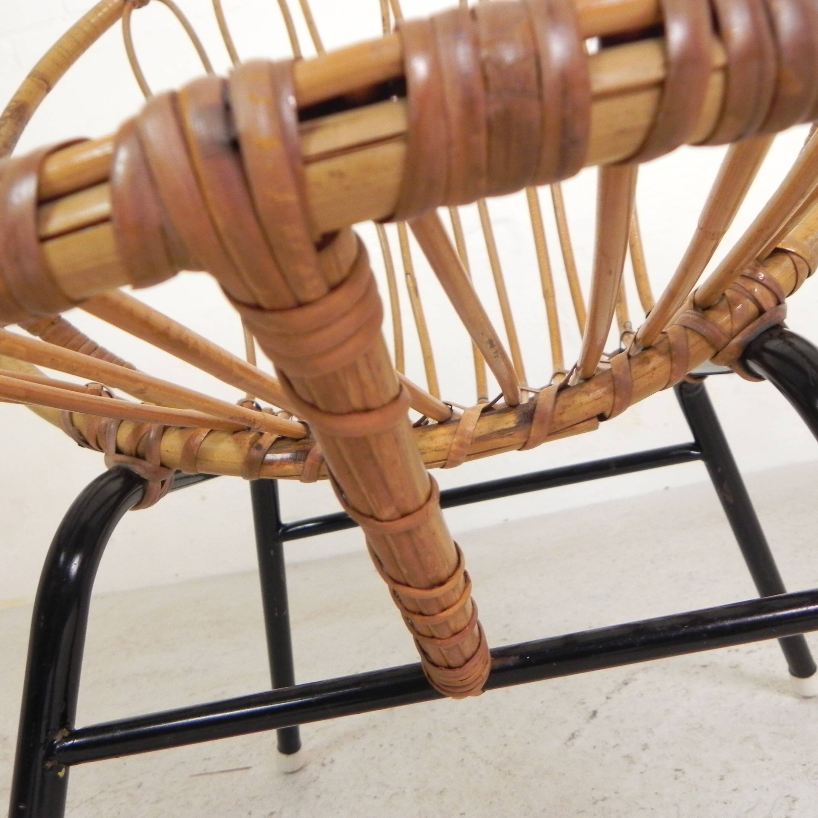 Set of 2 rattan, bamboo children's chairs Rohe Noordwolde 1950s