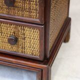 Vintage rattan and bamboo chest of drawers