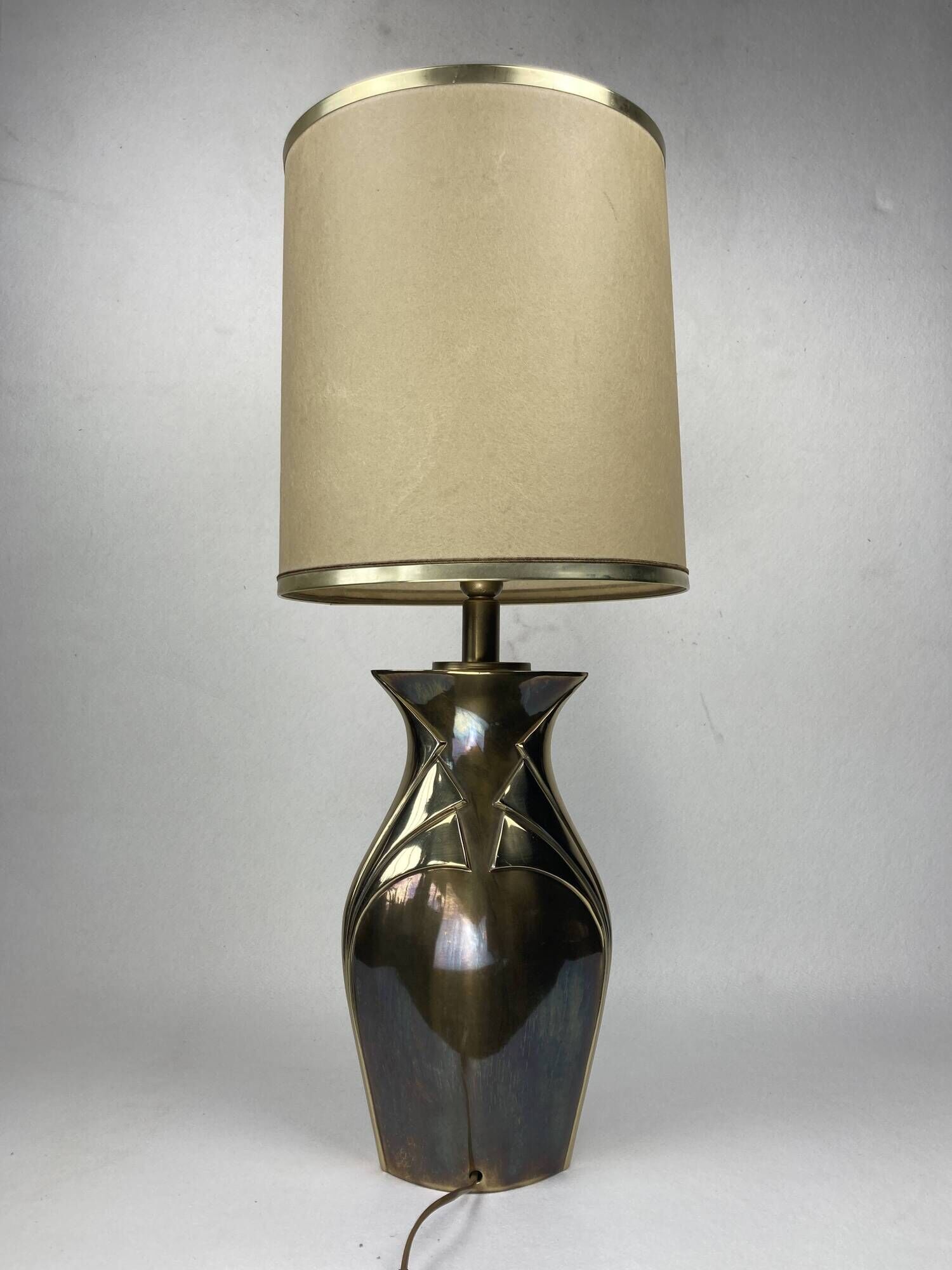 Hollywood Regency art nouveau revival brass table lamp, Dutch 1970s
