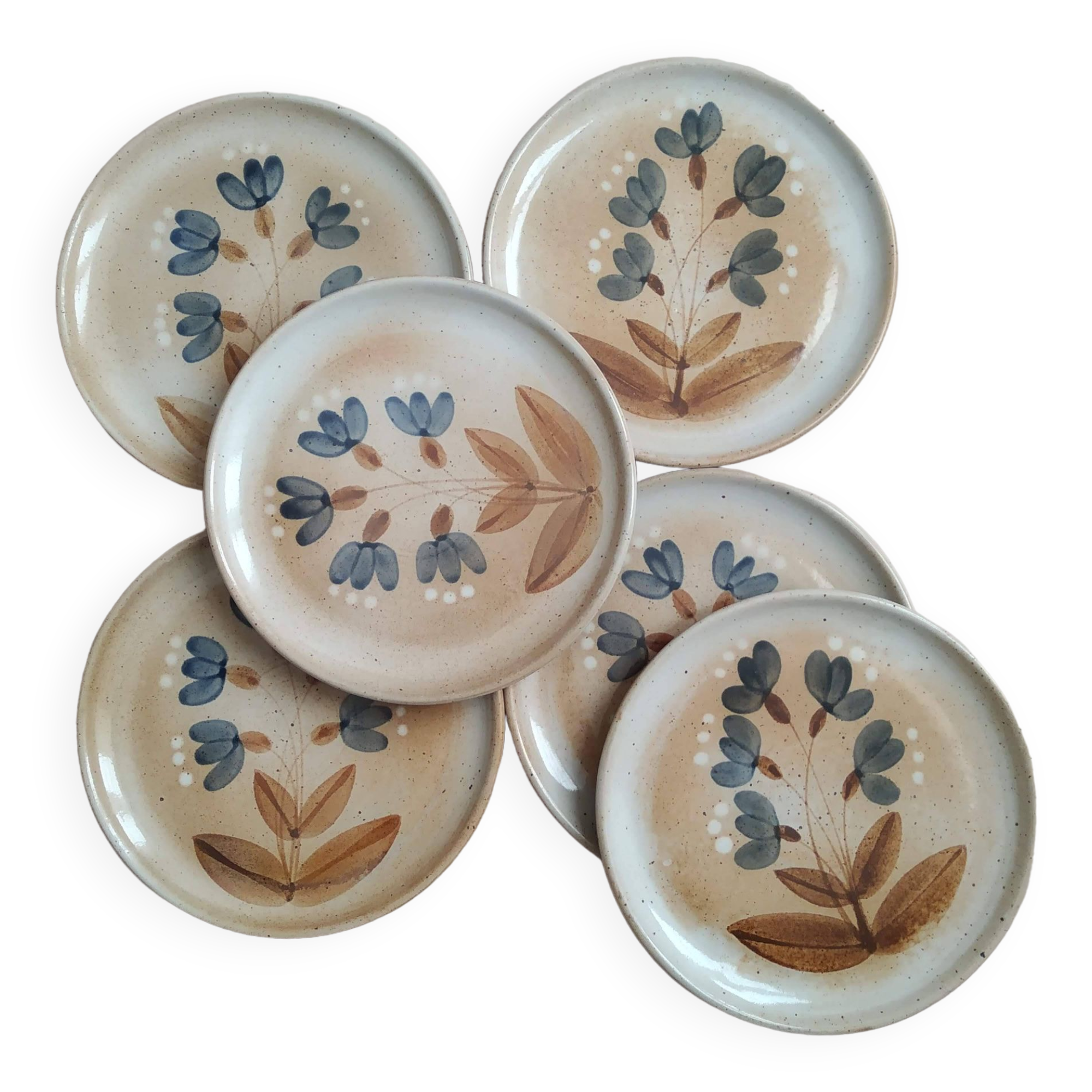 6 Vintage Grès du Marais dessert plates