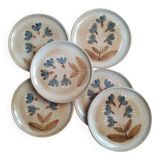6 Vintage Grès du Marais dessert plates