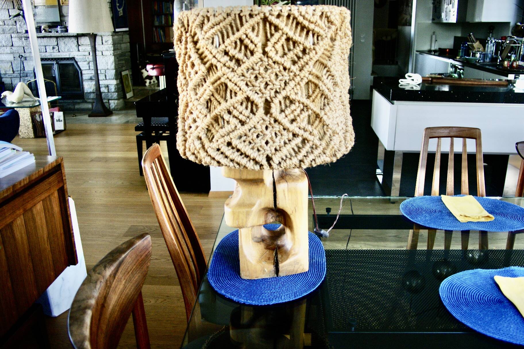 Brutalist lamp and rope 1960