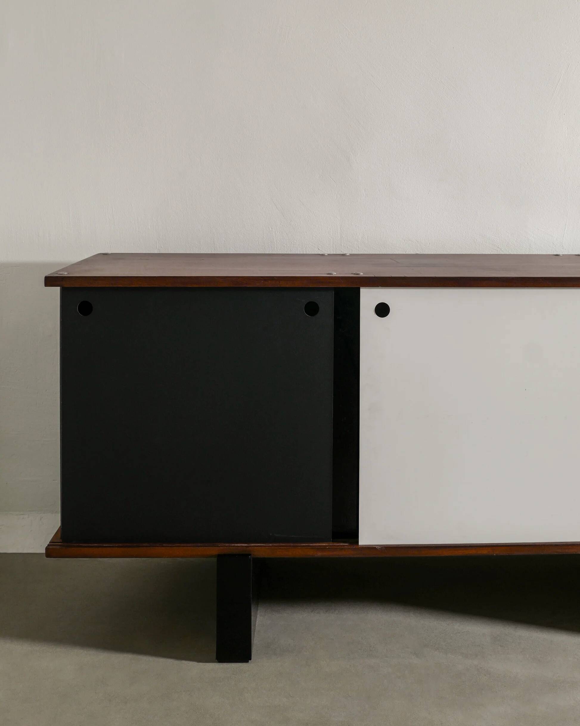 French Mid Century Wooden "Bloc" Sideboard by Charlotte Perriand, 1950s