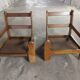 Fauteuils en cuirs et bois vintage