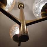 3-Globe smoky and cracked glass chandelier