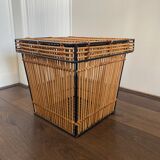 Mid-Century Rattan and Metal Storage Box by Rohe Noordwolde, 1950s