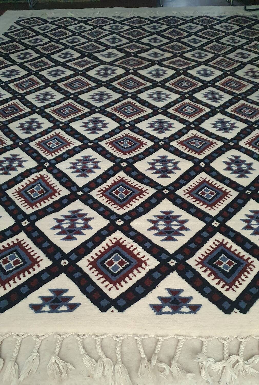 Tunisian hand-woven rug, pure wool, 295/202