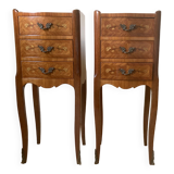 Set of 2 rosewood and marquetry bedside tables