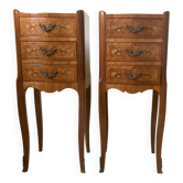 Ensemble de 2 chevets bois de rose et marqueterie