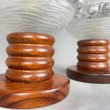 Paire de lampes de table portugaises en bois du milieu du siècle