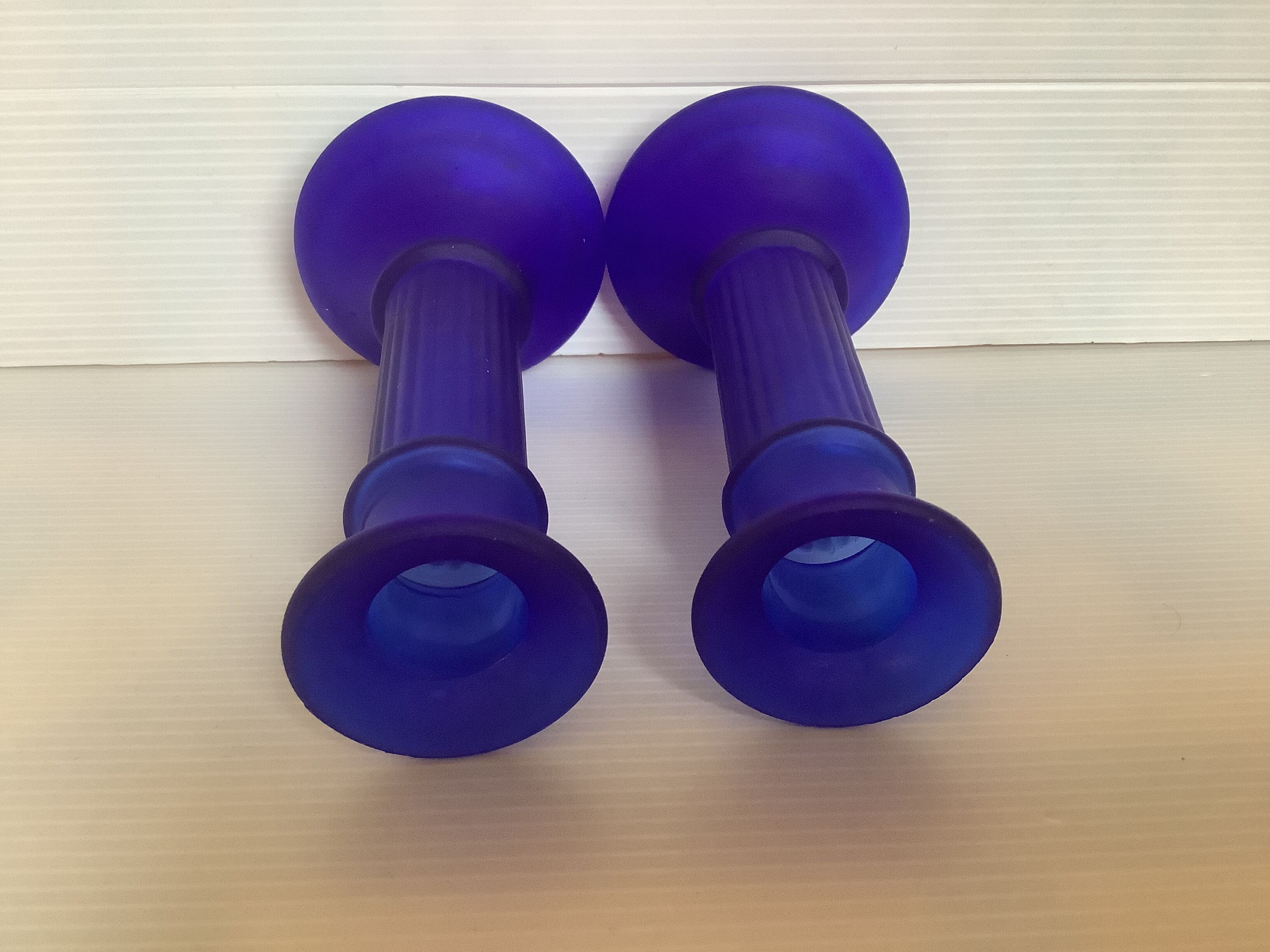 Pair of cobalt blue candle holders