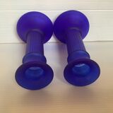Pair of cobalt blue candle holders