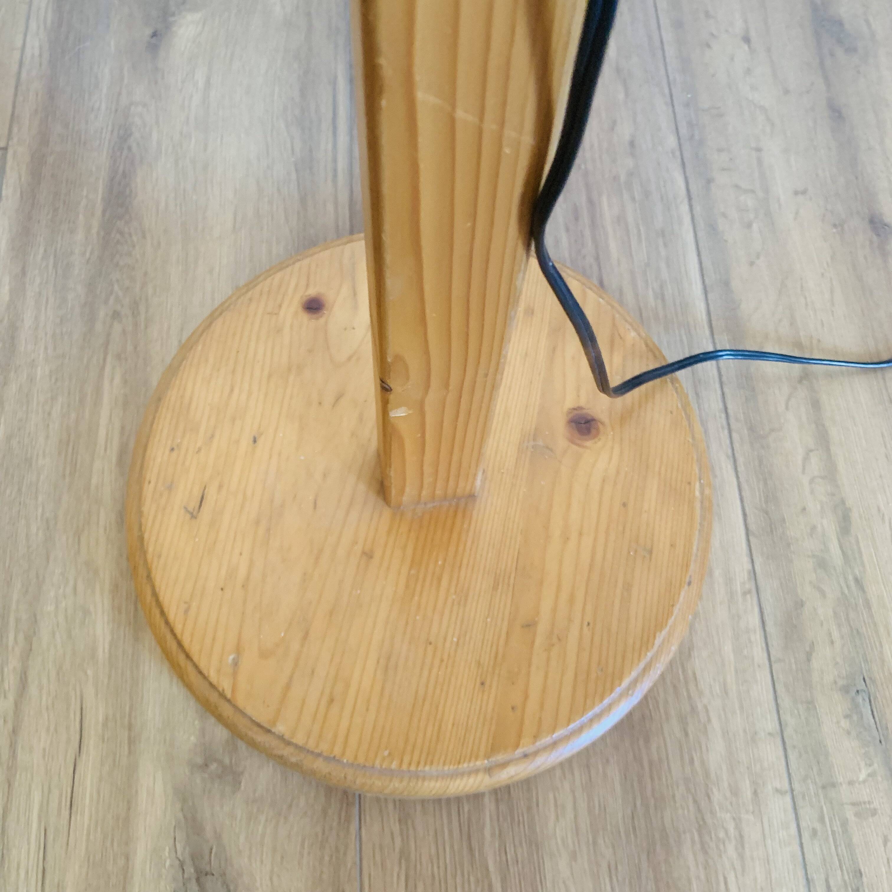 Lampadaire vintage articulé en pin – travail scandinave