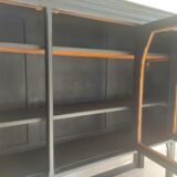 Old sideboard showcase 19th patinated matt black