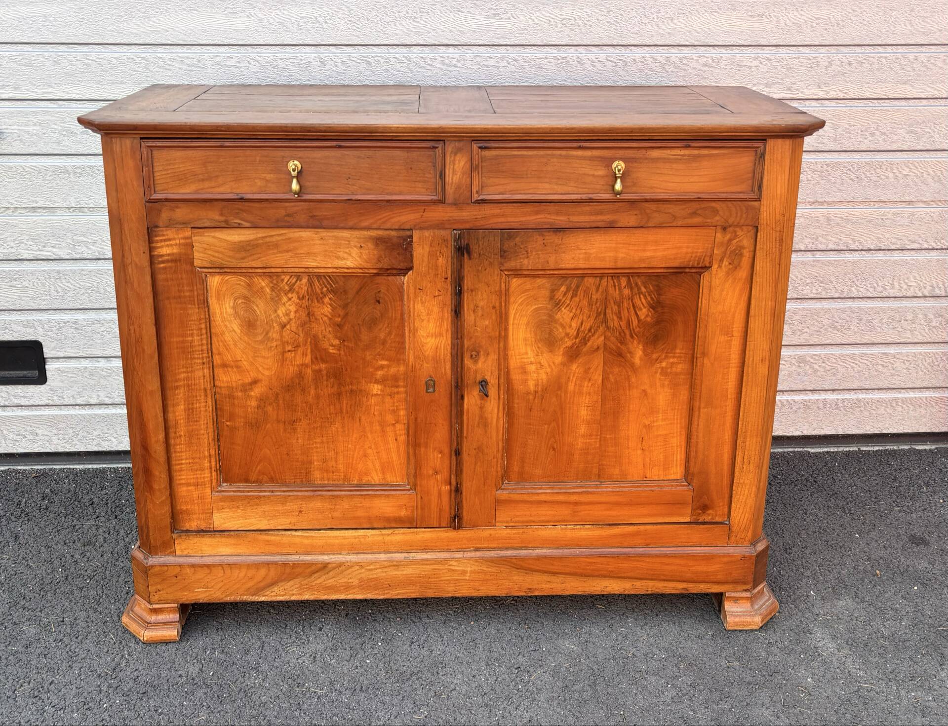 Antique solid wood sideboard – Louis-Philippe style, 2 doors & 2 drawers