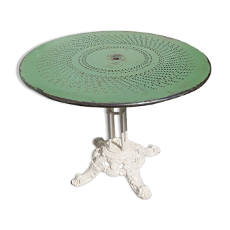 Table de jardin en tôle et pied en fonte