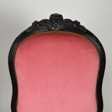 Napoleon III chairs in blackened wood and pink velvet, France, circa 1870