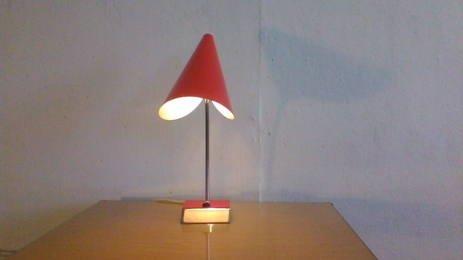 By Josef Hurka for Napako 1960 red desk lamp