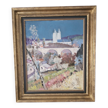Oil Painting on Canvas Basilica of Saint Nicholas of Port Signed R Boulanger