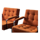 Pair of Karl Erik Ekselius armchair, in orange and chrome Kadrat fabric