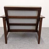 Pair of Scandinavian style armchairs in teak, France circa 1950.