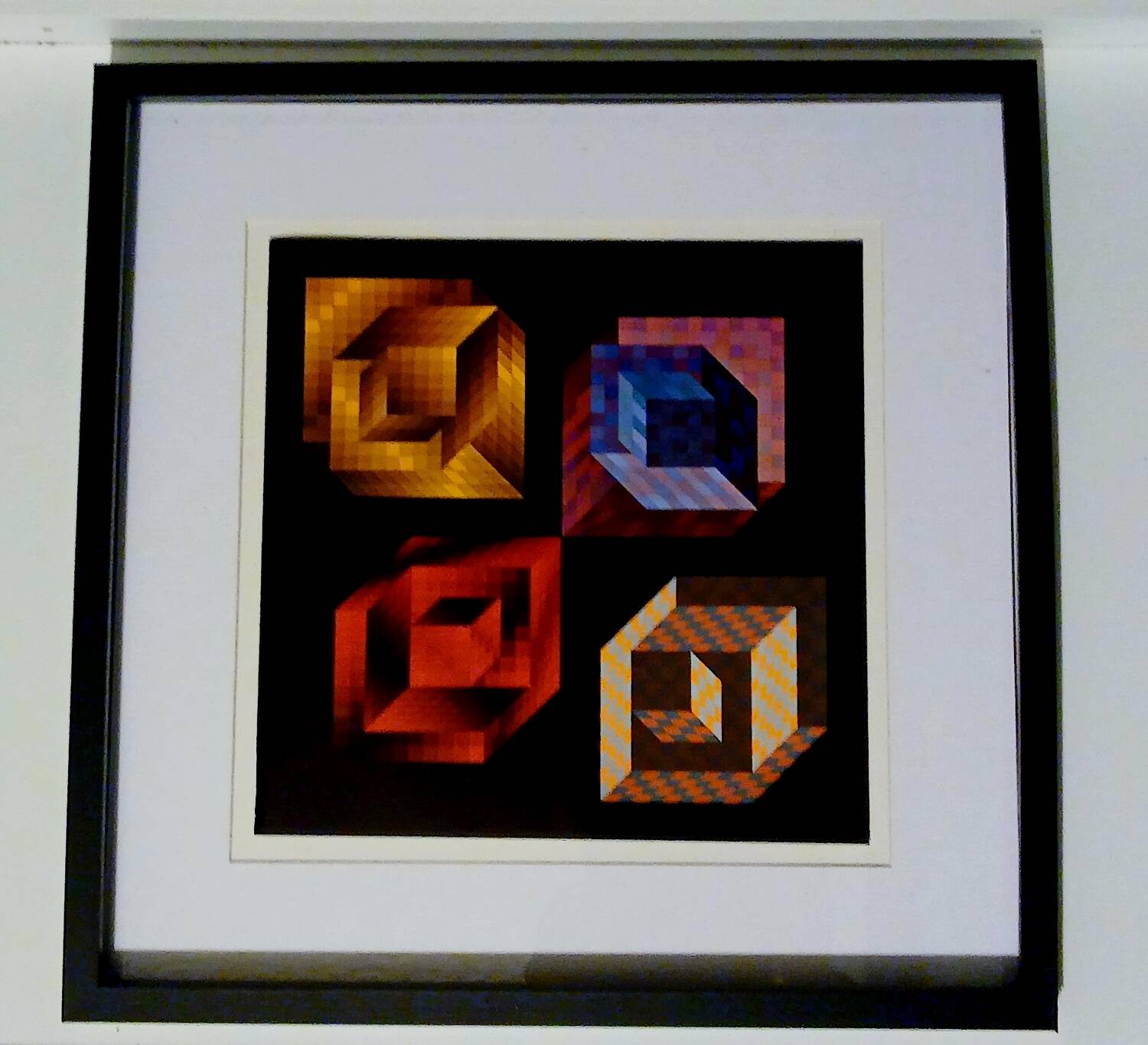 Tableau Vintage Art Optique - Victor Vasarely - Frame 40x40cm