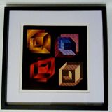 Tableau Vintage Art Optique - Victor Vasarely - Frame 40x40cm