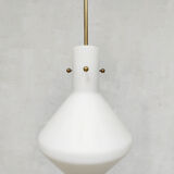 Suspension vintage moderniste suédoise verre opalin