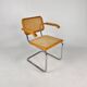 Chaise de salle à manger en porte-à-faux avec cadre tubulaire et cannage, Italie, années 1970