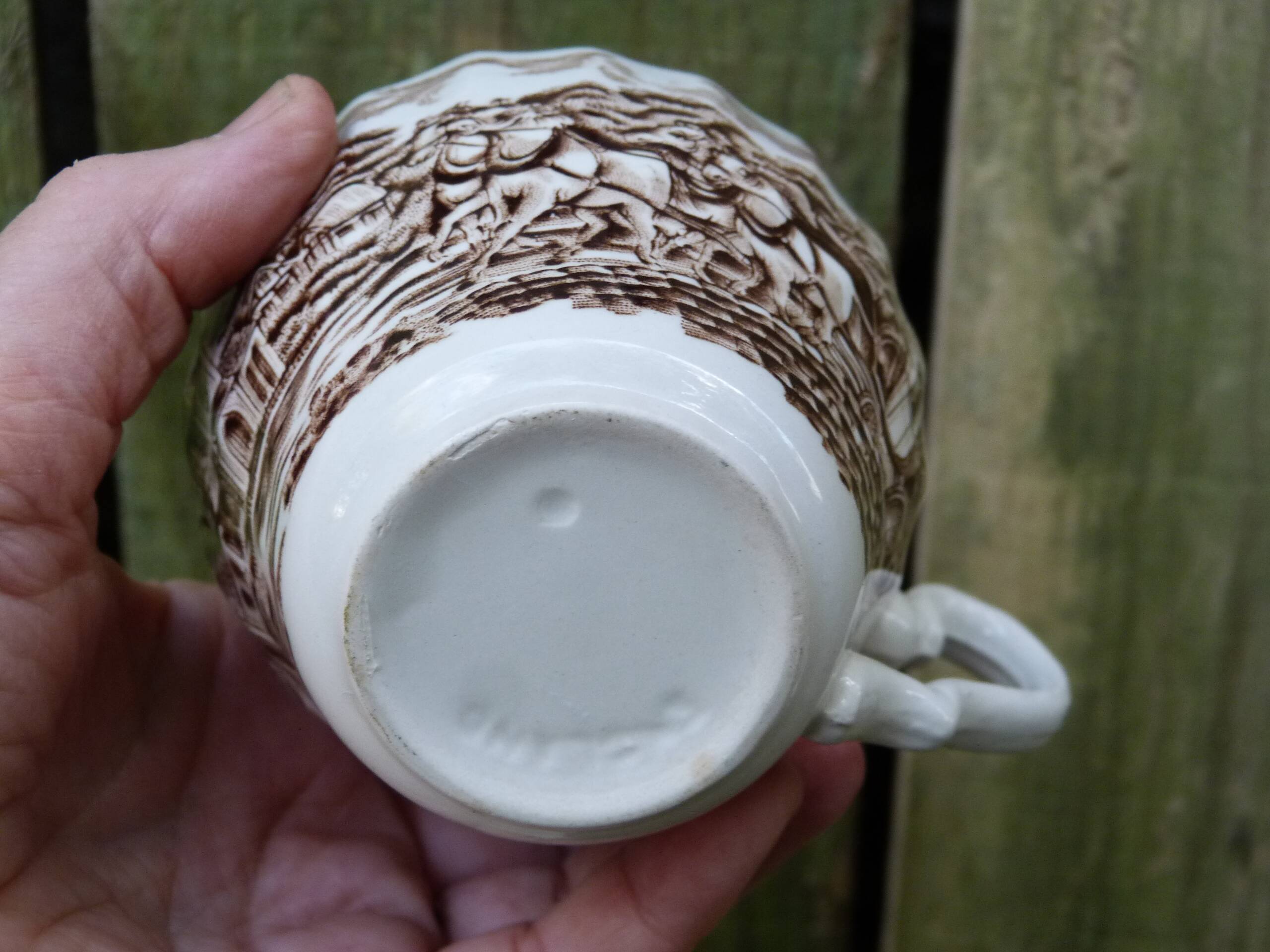 Set of 2 English porcelain cups with horse motifs