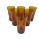 Set of six amber glass tumblers, Duralex, France, 1980s.