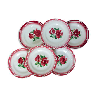 6 vintage flat plates from Digoin Sarreguemines model Cibon 210365