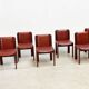 Set of six leather Italian dining chairs