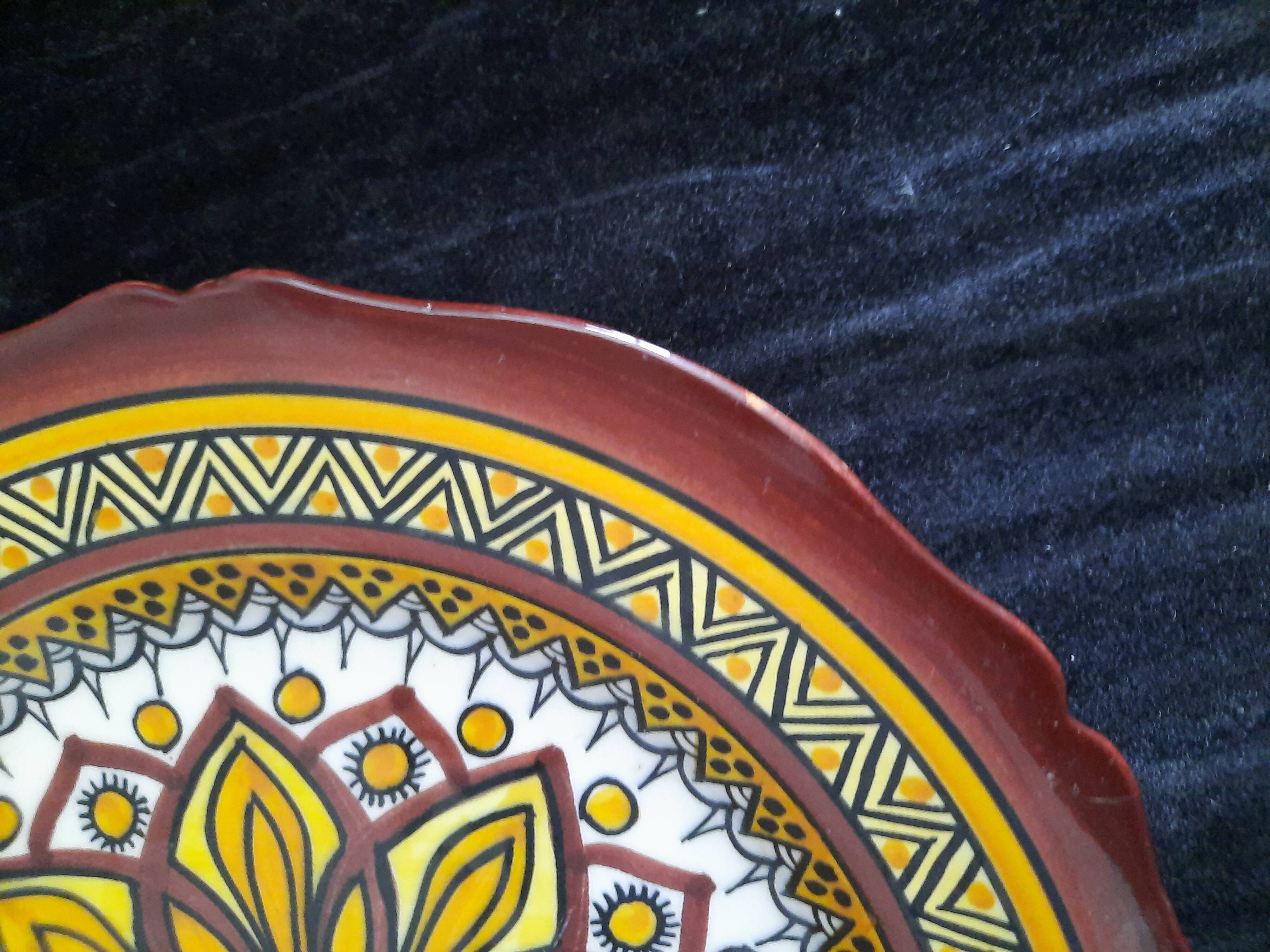 Old henriot quimper plate earthenware rosette decoration