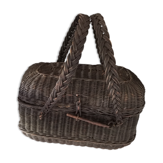 Panier ancien osier début XXème siècle