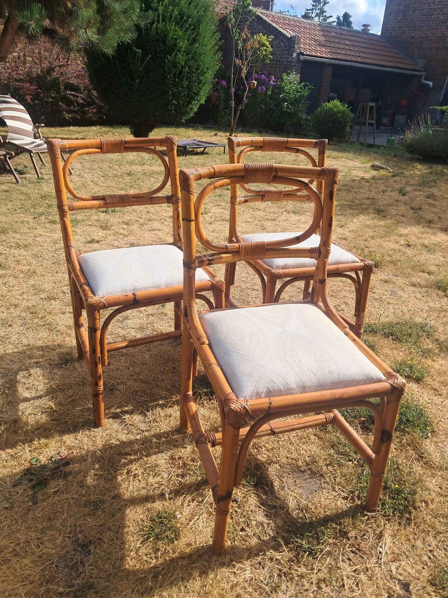 3 chaises en rotin