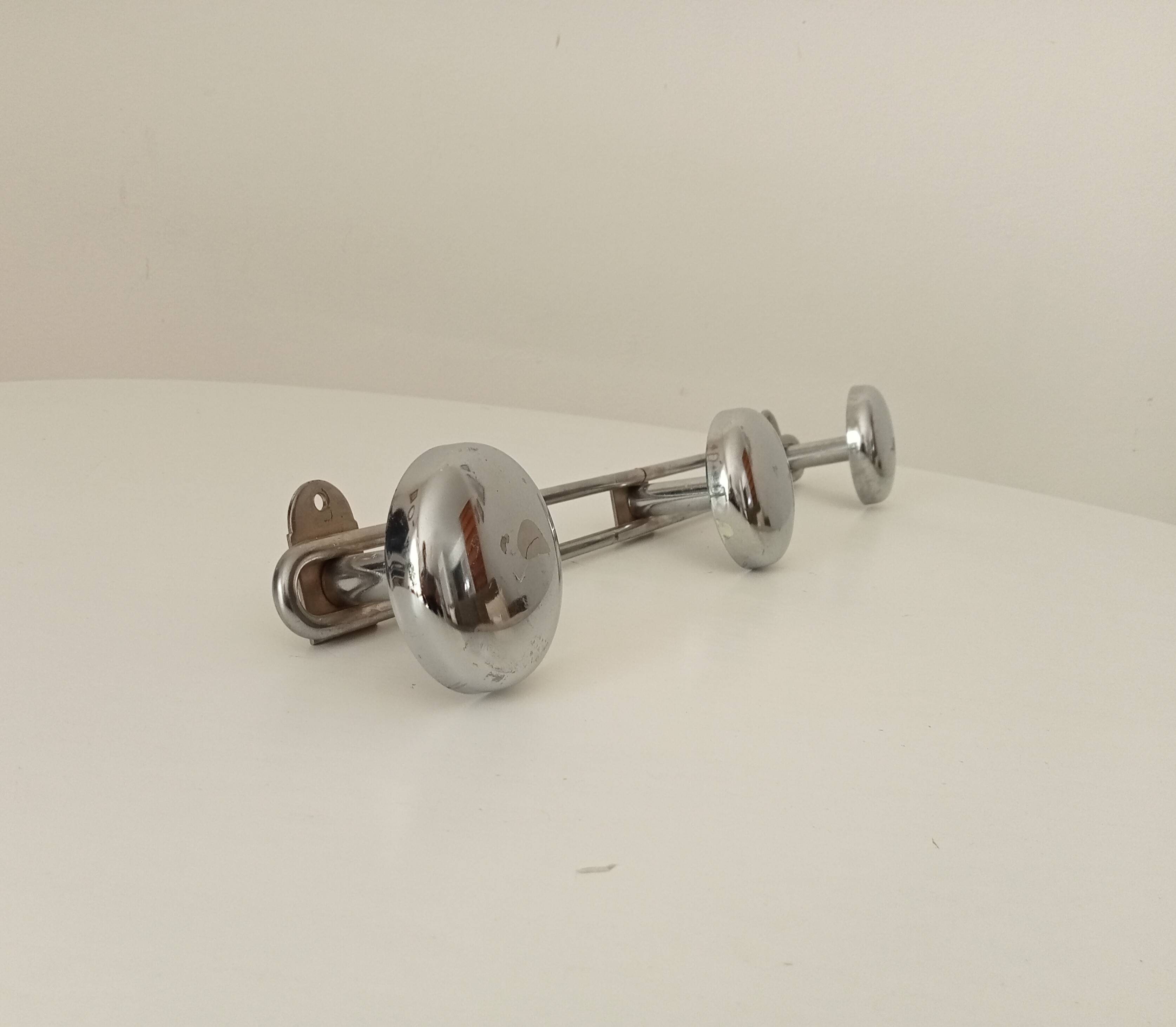 Vintage chrome wall coat rack from the 70s