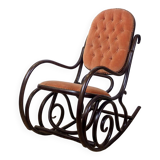 Bentwood pink capitonnée upholstered rocking chair for gasisa, spain, 1960's