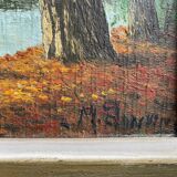 Old painting, river landscape signed M.Bonvin