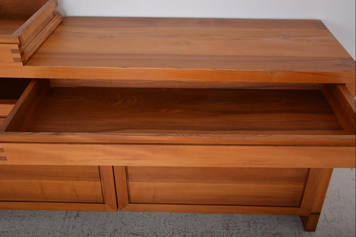 Vintage solid elm sideboard by Pierre Chapo, model R08