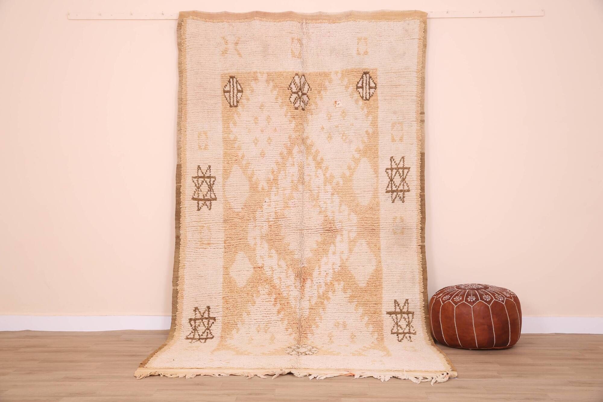 Yellow Vintage Moroccan Rug 159 x 282, Berber Wool Rug, Handmade Boho Rug