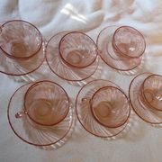 6 cups and saucers Rosaline Arcoroc France