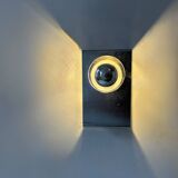 Pair of vintage wall lights, brushed metal, France, 1970