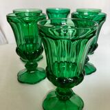 Set of 6 Medicis glasses in green moulded glass