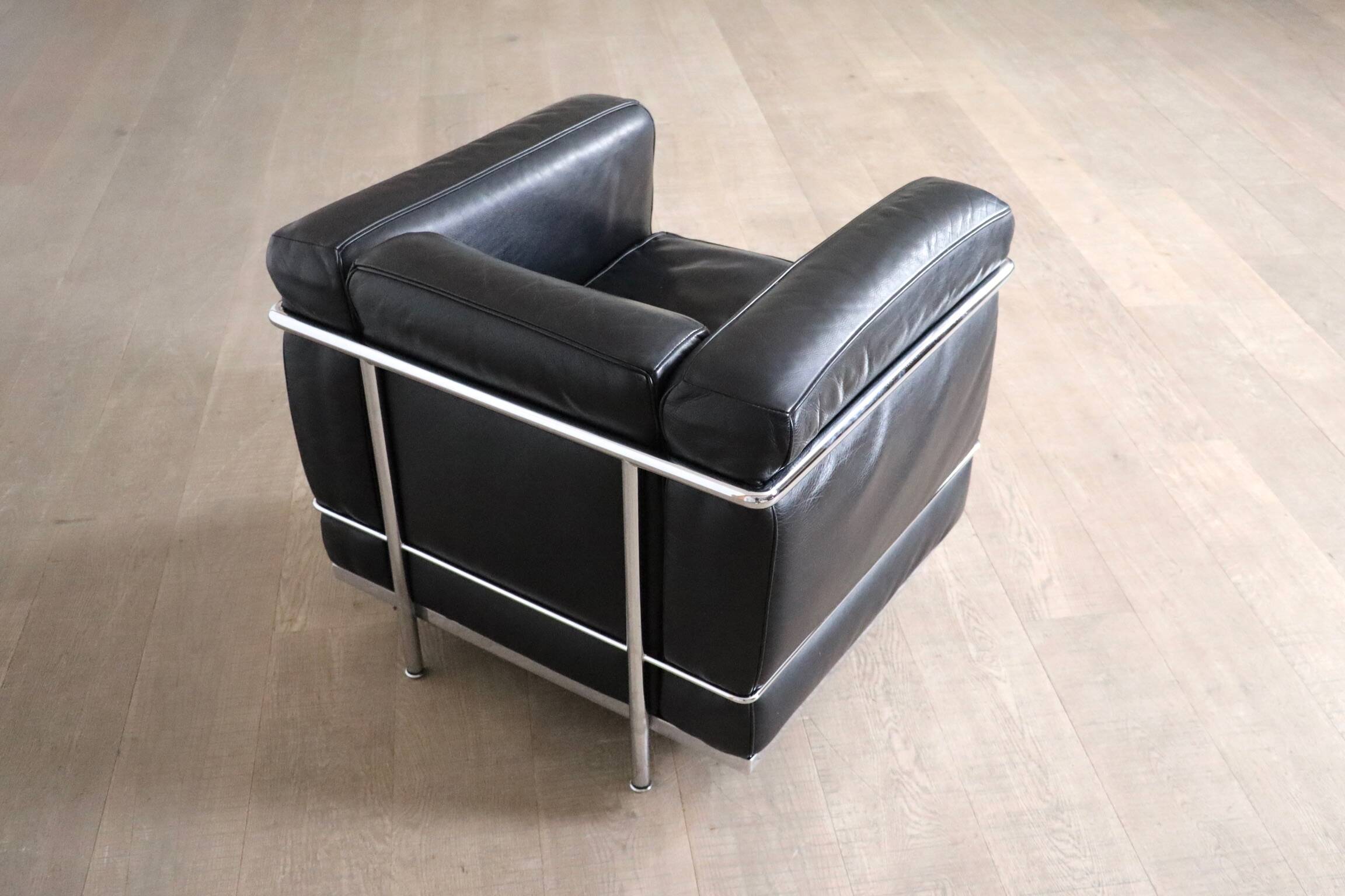 Cassina LC2 vintage lounge chair by Charlotte Perriand and Le Corbusier