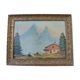 Peinture ancienne 19 ème siècle paysage de montagne