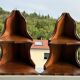 Pair of vintage corner shelves