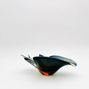 Pocket Vase Flavio Poli Murano Crystal Sommerso Blue Petrol Amber 21cm